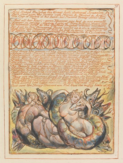 エルサレム、プレート75、そしてラハブ・バビロン大王.... 作： William Blake